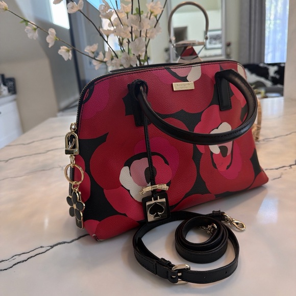 Kate Spade Black and Red Floral Satchel - Picture 10 of 11